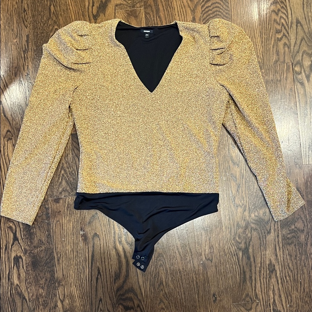 Express Long Sleeve Gold Bodysuit